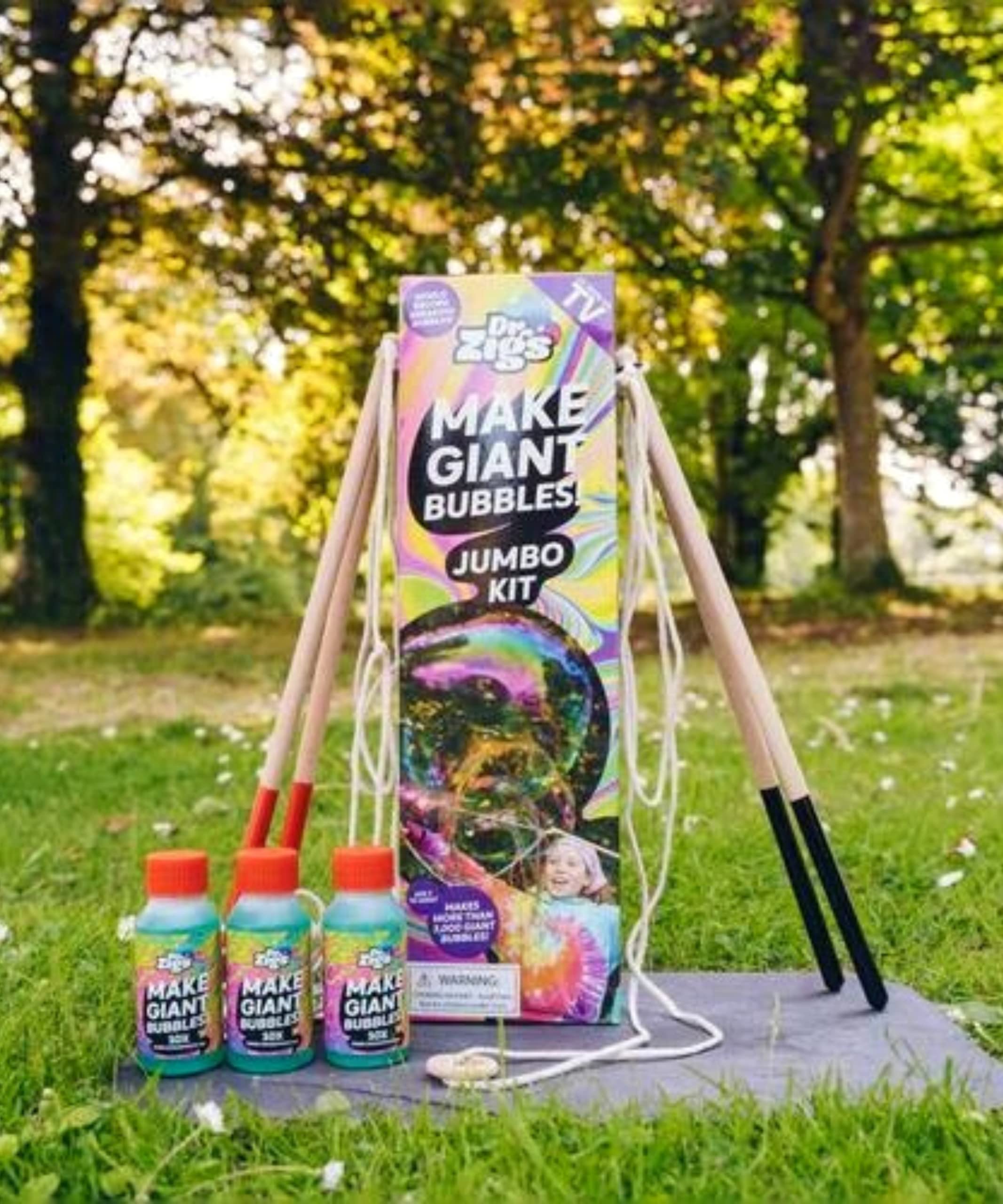 Dr Zigs Eco Giant Bubble Kit - Jumbo Set - Sustainable Wands and Professional Grade Solution, Outdoor, Garden Fun Toy.