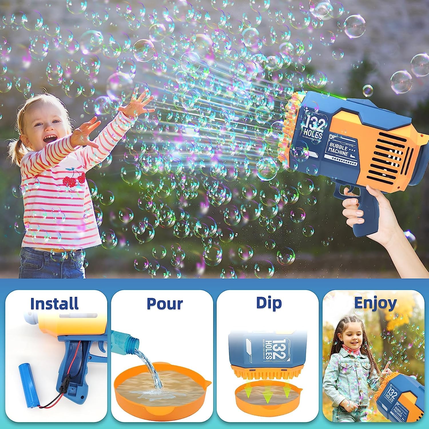 Bubble Machine Gun Kids Toys: 35000+ Bubbles Bazooka Bubble Gun Blaster Blower for Toddlers Girls Boys Ages 3 4 5 6 7 8 9 10 11 12 Year Old Outdoor Summer Fun Gifts Birthday Party Wedding