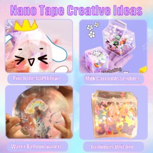 56 Pcs Nano Tape Bubble Kit, Unicorn Nano Magic Tape Bubbles, DIY Glow-in-The-Dark Unicorn Alphabet Sticker, Party Favors and Fidget Toys Gifts for Adult, Girls, Boys