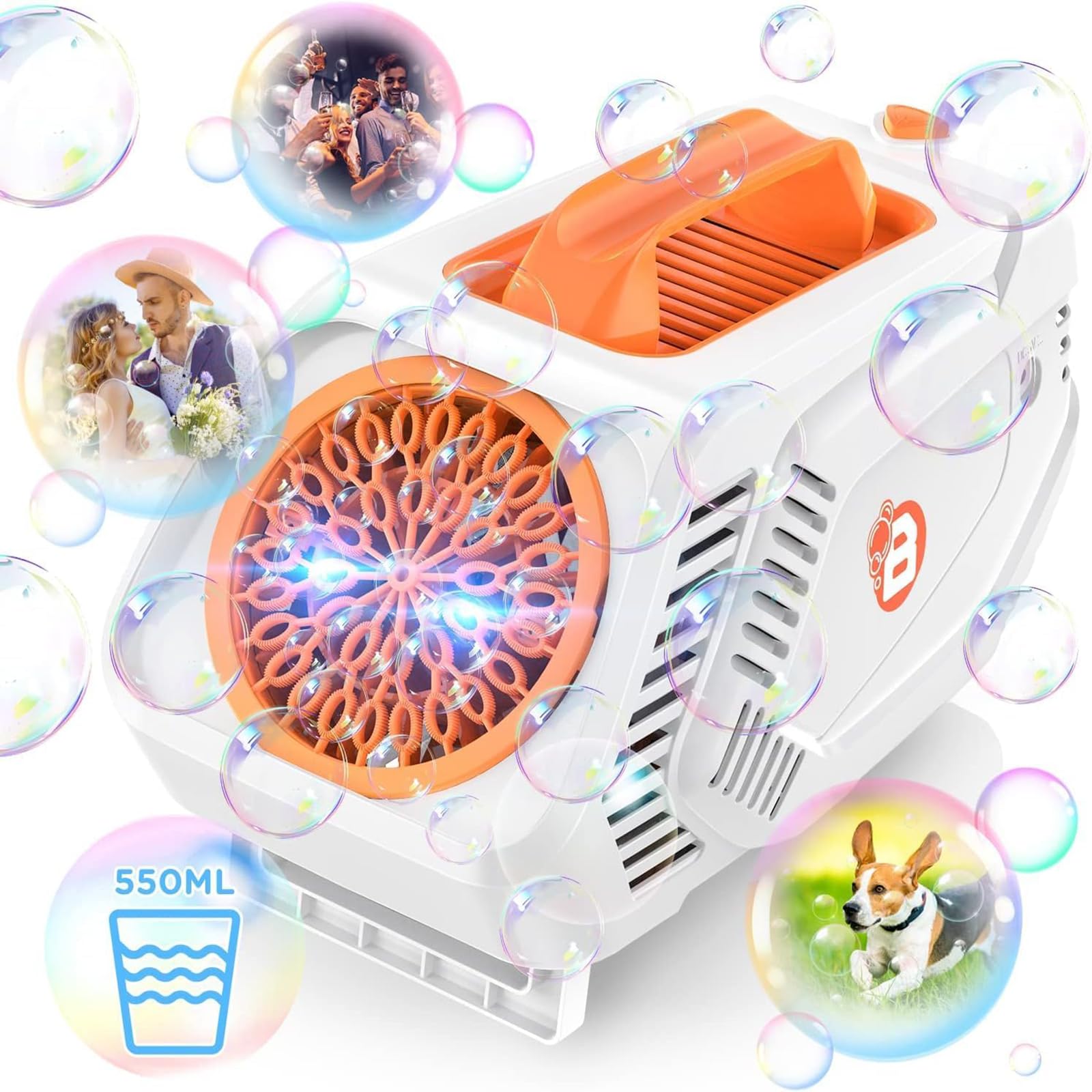 Bubble Machine,20000+ Bubbles Per Minute Bubble Machine for Kids and Toddlers,550ML Large Capacity Bubble Blower,Bubble Maker Machine for Parties Wedding Birthday-Indoor & Outdoor