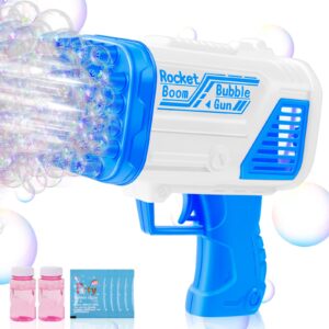 Blue Bubble Gun Machine for Kids, Outdoor Indoor Summer Automatic Toys Birthday Gifts for 1 2 3 4 5 6 7 8 + Years Old Toddlers Girls Boys Wedding Party Include Bubble Solution