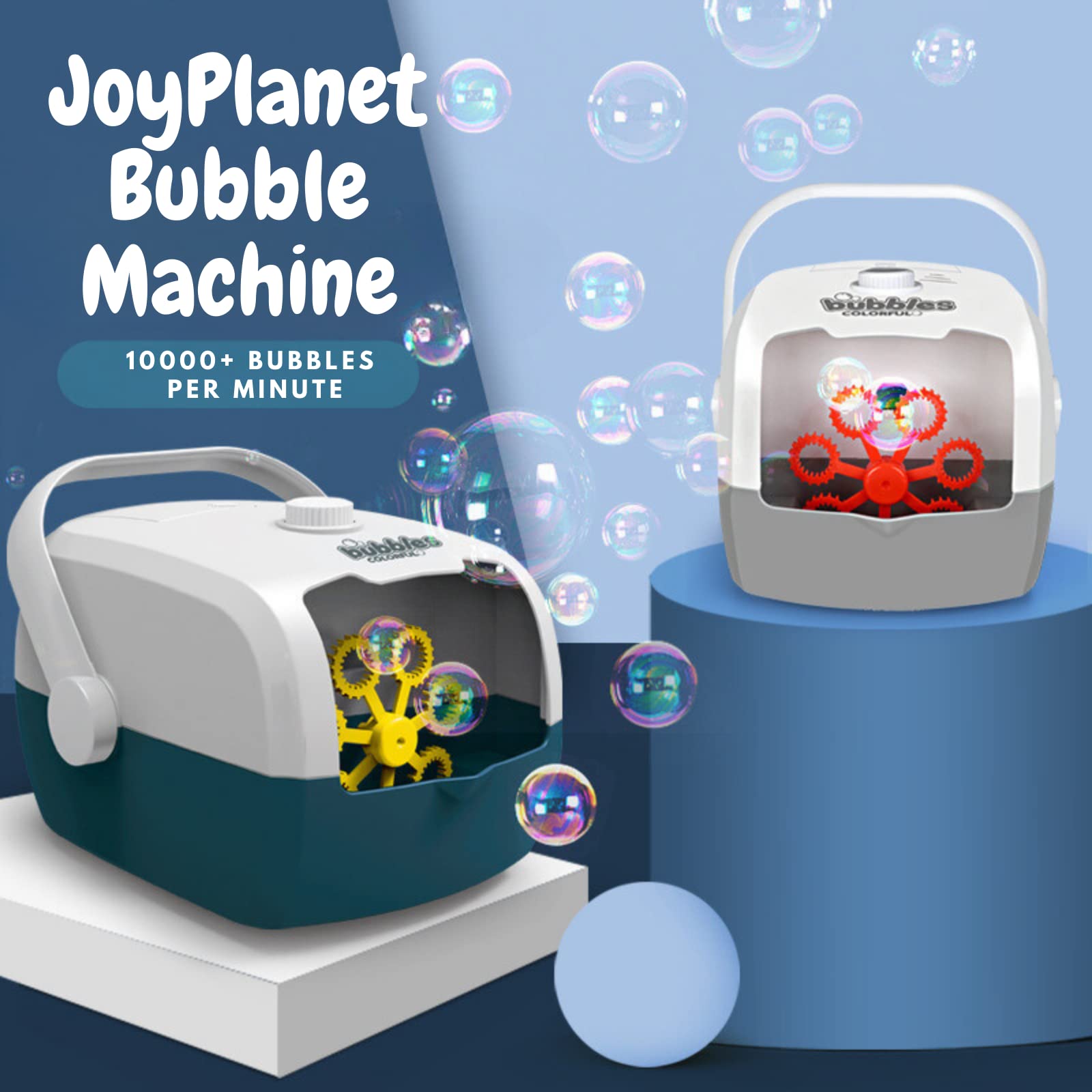 JoyPlanet Bubble Machine Durable Automatic Bubble Blower Bubble Maker with Rechargeable Batteries 10000+ Bubbles Per Minute Birthday Party Wedding Outdoor Summer Toys for Kids Boys Girls (Grey)
