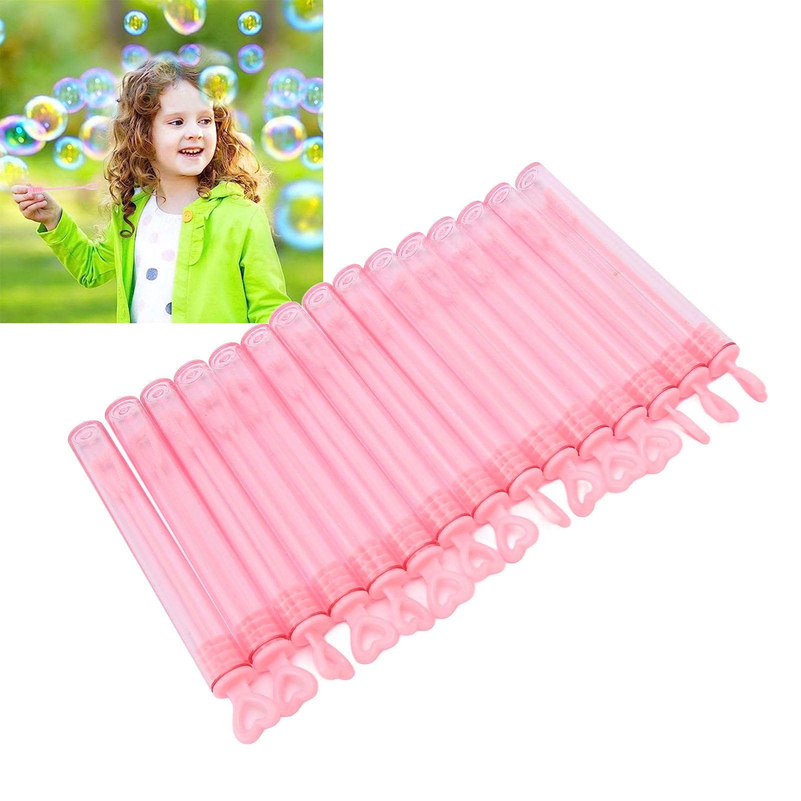 Hztyyier Mini Bubble Wands Heart Shaped Pink Transparent Bubble Sticks 50pcs Party Favors Game Rewards Weddings Kids