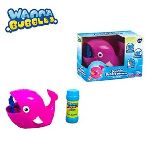 Wanna Bubbles Dolphine Bubble Machines | Animal Bubble Blower | Battery Operated Bubble Toy | (Dolphin, Pink)