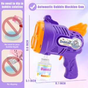 KunisJoy Bubble Machine Gun,30 Holes Automatic Bubble Gun for Toddlers 1-3,Over 10000+ Bubbles/Min with light 2 Bottles Bubble Solution,Summer Outdoor Toys for Kids,Birthday Wedding Party Toy (PURPLE)