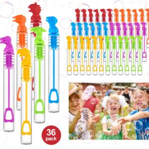 ABSOFINE 36 Pack Mini Dinosaur Bubble Wands, Kids Party Favors Bubble Wand for Birthday Wedding Christmas Themed School Classroom Prizes for Boys & Girls (Dinosaur)