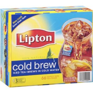 lipton, black tea, cold brew, family size tea bags, 22-count boxes (pack of 3)
