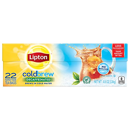 Lipton Cold 6 Piece Brew Family Black Iced Tea Unsweetened Decaffeinated Tea Bags