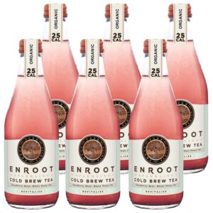 enroot - sparkling cold brew tea - 25 calories - 0 added sugar - organic - nootropic - vegan & gluten-free - adaptogen - kosher - non-alcoholic beverage - raspberry mint white peony - 12 oz/6 pk