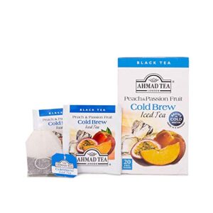 Ahmad Tea Black Tea, Cold Brew Peach and Passion Fruit Teabags, Iced Tea, 20 ct (Pack of 6) - Caffeinated and Sugar-Free