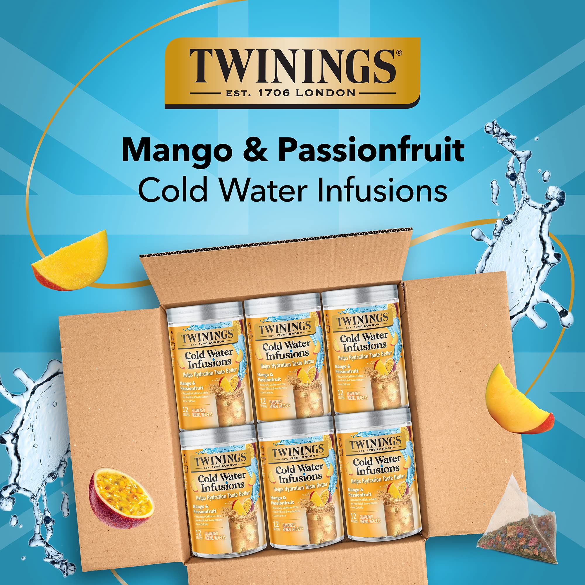 Twinings Cold Water Infusions Flavored Water Enhancer, Mango & Passionfruit, 12 Infusers 12 Count (Pack of 6)