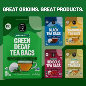 FGO Organic Green Tea (Decaf). Eco-Conscious Tea Bags, 100 Count, Packaging May Vary (Pack of 1)