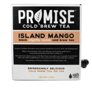 Promise Beverages Slightly Sweet Island Mango Cold Brew Tea On Tap (1 Gallon / 128 fluid ounces) Rainforest Alliance Certified Bag In Box Liquid, Ready To Drink Sweetened with Stevia