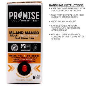 Promise Beverages Slightly Sweet Island Mango Cold Brew Tea On Tap (1 Gallon / 128 fluid ounces) Rainforest Alliance Certified Bag In Box Liquid, Ready To Drink Sweetened with Stevia