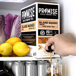 Promise Beverages Slightly Sweet Island Mango Cold Brew Tea On Tap (1 Gallon / 128 fluid ounces) Rainforest Alliance Certified Bag In Box Liquid, Ready To Drink Sweetened with Stevia