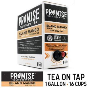 Promise Beverages Slightly Sweet Island Mango Cold Brew Tea On Tap (1 Gallon / 128 fluid ounces) Rainforest Alliance Certified Bag In Box Liquid, Ready To Drink Sweetened with Stevia