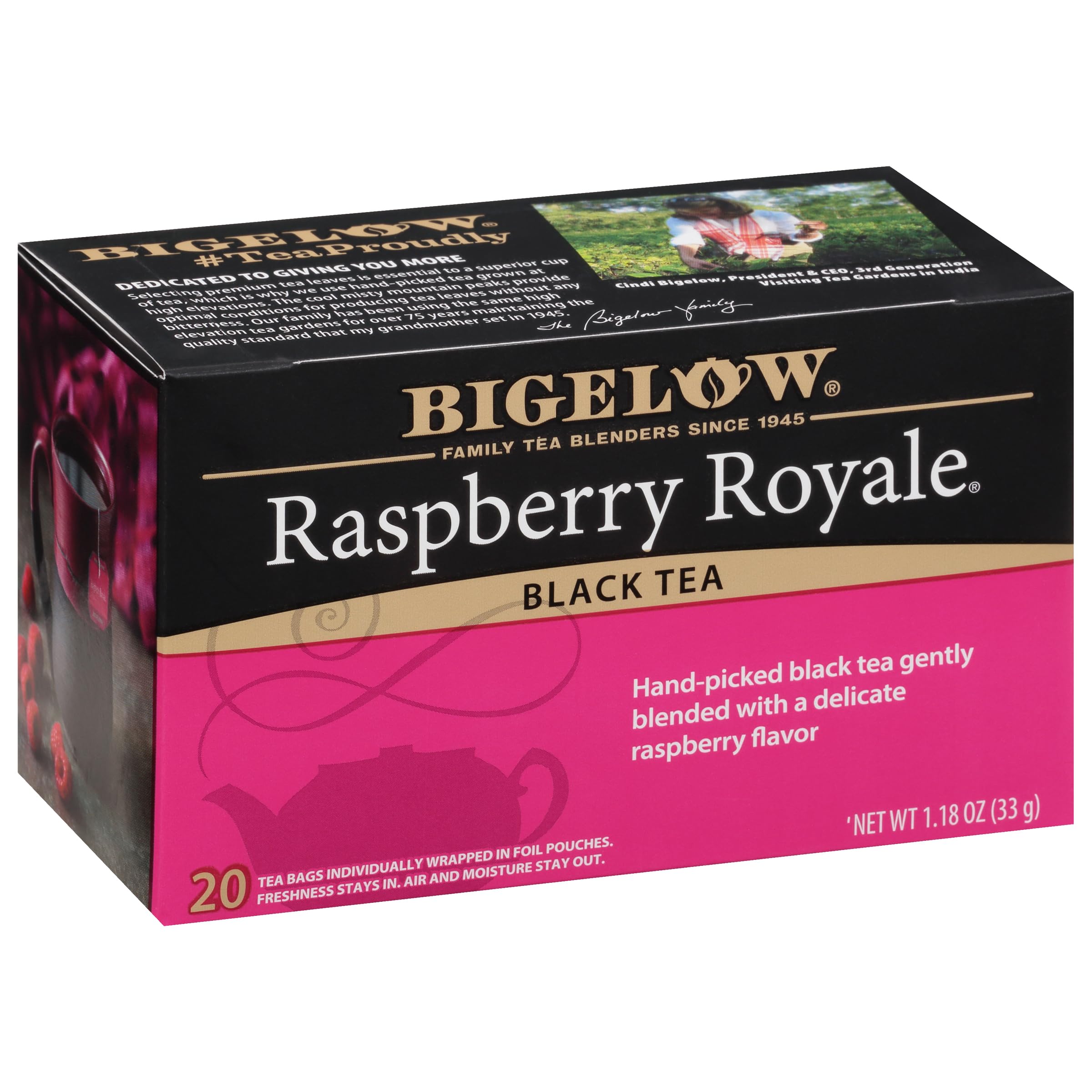 Bigelow Tea Raspberry Royale Black Tea, Caffeinated Tea with Raspberry, 20 Count Box (Pack of 6), 120 Total Tea Bags