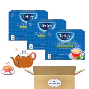 tetley classic decaf decaffeinated black tea bags, 72 count - pack of 3 (216 count in total)