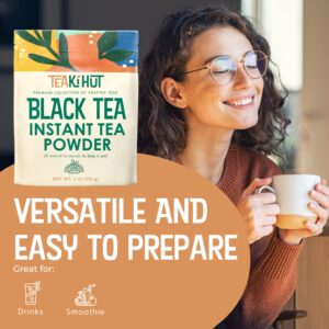 TEAki Hut Instant Black Tea Powder, 4 oz, Black Tea Powder, Powdered Black Tea for Hot and Cold Beverages, Refreshing Instant Tea Powder, Unsweetened Tea Powder, 113 Servings