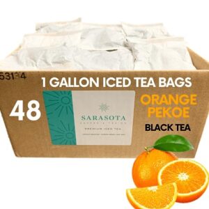 Sarasota Tea, Gallon Tea Bags, Gourmet Black Iced Tea Bags, 1 Gallon Iced Tea Bags, (48 Count)