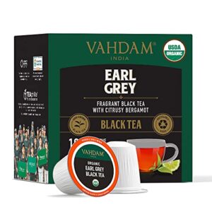 VAHDAM, Organic Earl Grey Black Tea K Cup (18 Pods) Keurig Compatible | USDA Organic Black Tea Pods with Citrusy Bergamot, Med Caffeine | BPA Free & Recyclable Pods, Single Serve