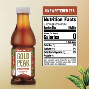 Gold Peak Tea, Unsweet Tea, 16.9 fl oz, 6 Pack