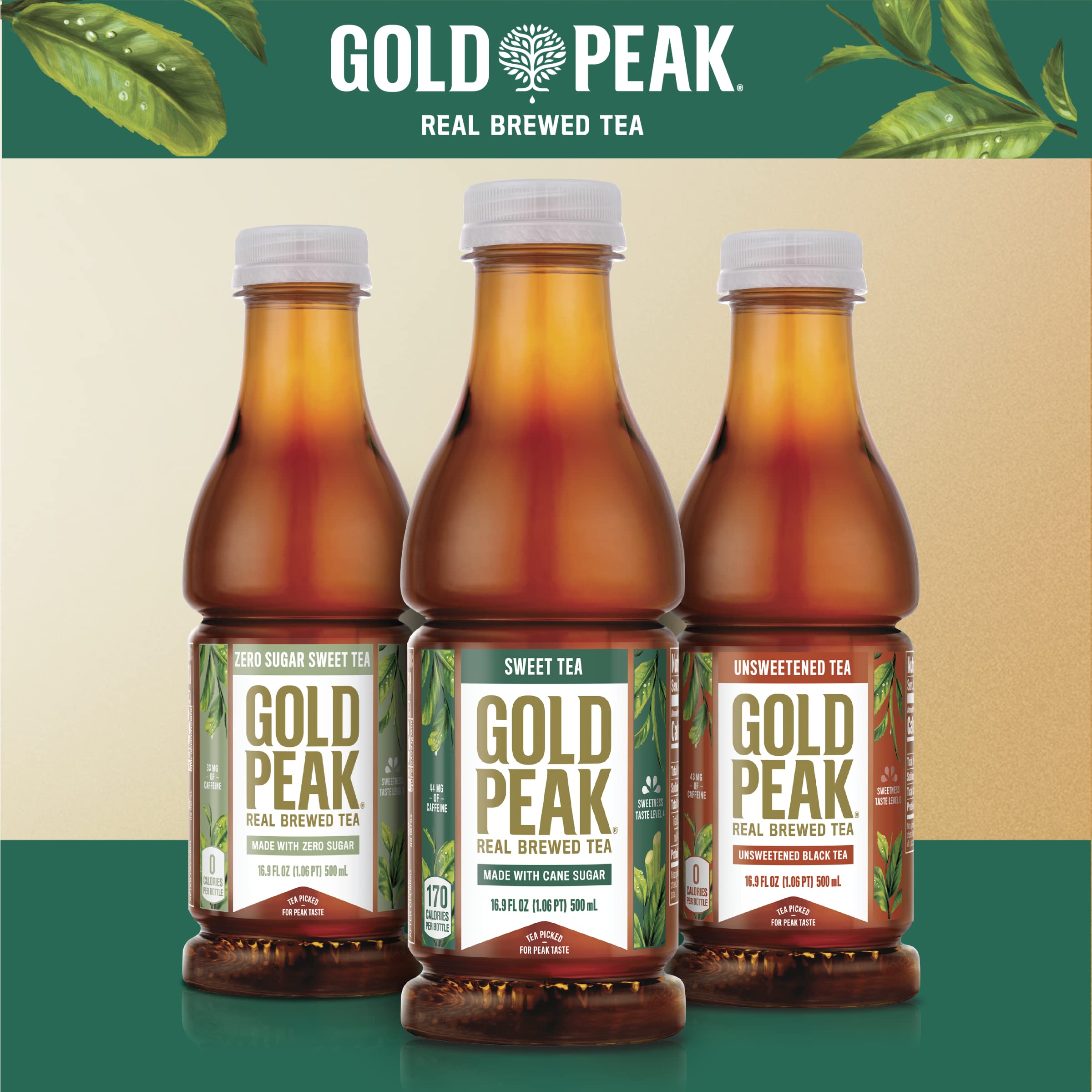 Gold Peak Tea, Unsweet Tea, 16.9 fl oz, 6 Pack