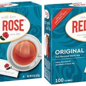 Red Rose Original Full Flavored Black Tea Specially Blended Strong Black Tea with 100 Tea Bags Per Box (Pack of 2) Contains Caffeine Brew Hot/Cold Original Black Tea