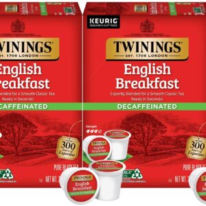 Twinings Decaf English Breakfast Tea K-Cup Pods for Keurig, Naturally Decaffeinated Black Tea, Smooth, Flavourful, Robust, 24 Count (Pack of 2), Enjoy Hot or Iced