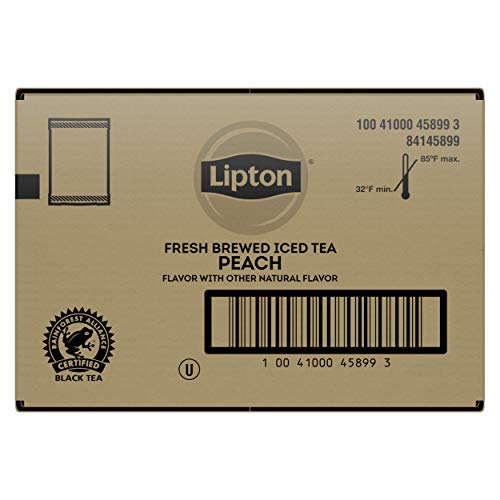 Lipton Iced Tea Bags, Peach Black Tea, Unsweetened Iced Tea, 3 Gallon-Sized Tea Bags(Pack of 24)