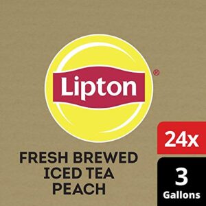 Lipton Iced Tea Bags, Peach Black Tea, Unsweetened Iced Tea, 3 Gallon-Sized Tea Bags(Pack of 24)