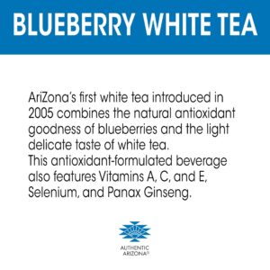 AriZona Premium Brewed Blueberry White, 20 Fl Oz, Pack of 24