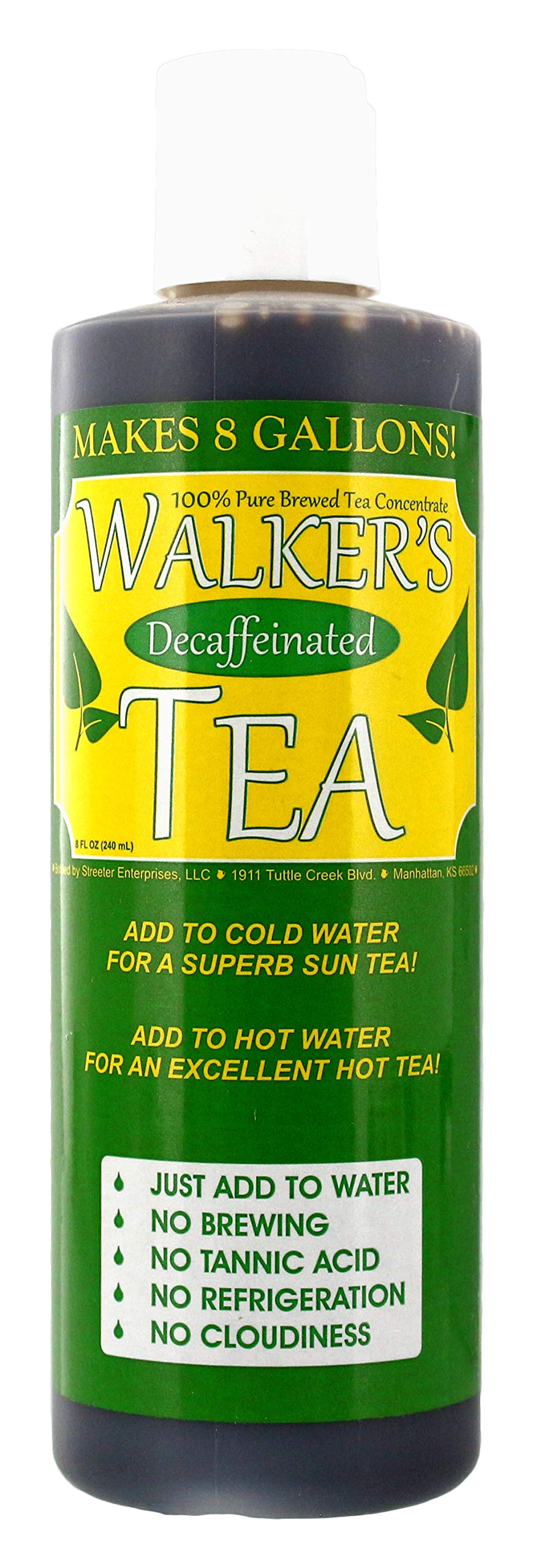 Walker's Tea Liquid Tea Concentrate Decaffeinated 8oz. - Makes 8 Gallons!