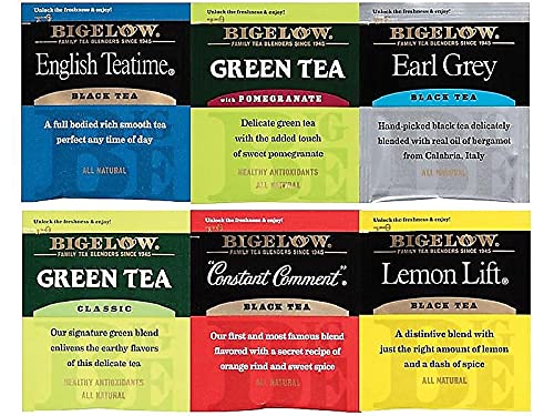 Bigelow Assorted Tea Packs, Six Flavors, 28/box, 168/carton