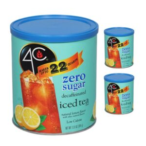 4c light powdered drink mix cannisters, zero sugar decaffeinated iced tea, 22 quarts, family sized cannister, low calorie, thirst quenching flavors (light decaf iced tea, 13.9 ounce (pack of 2))