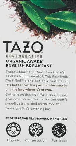 TAZO Tea Bags, Black Tea, Regenerative Organic Awake English Breakfast Tea, 16 Count