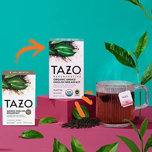 TAZO Tea Bags, Black Tea, Regenerative Organic Awake English Breakfast Tea, 16 Count