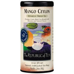 the republic of tea – mango ceylon black tea, metabolic frolic tea, 50 tea bag tin