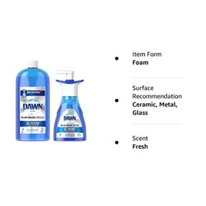 Dawn Platinum Erasing Dish Foam, Dishwashing Soap Pump And Refill Fresh Rapids Scent Kit