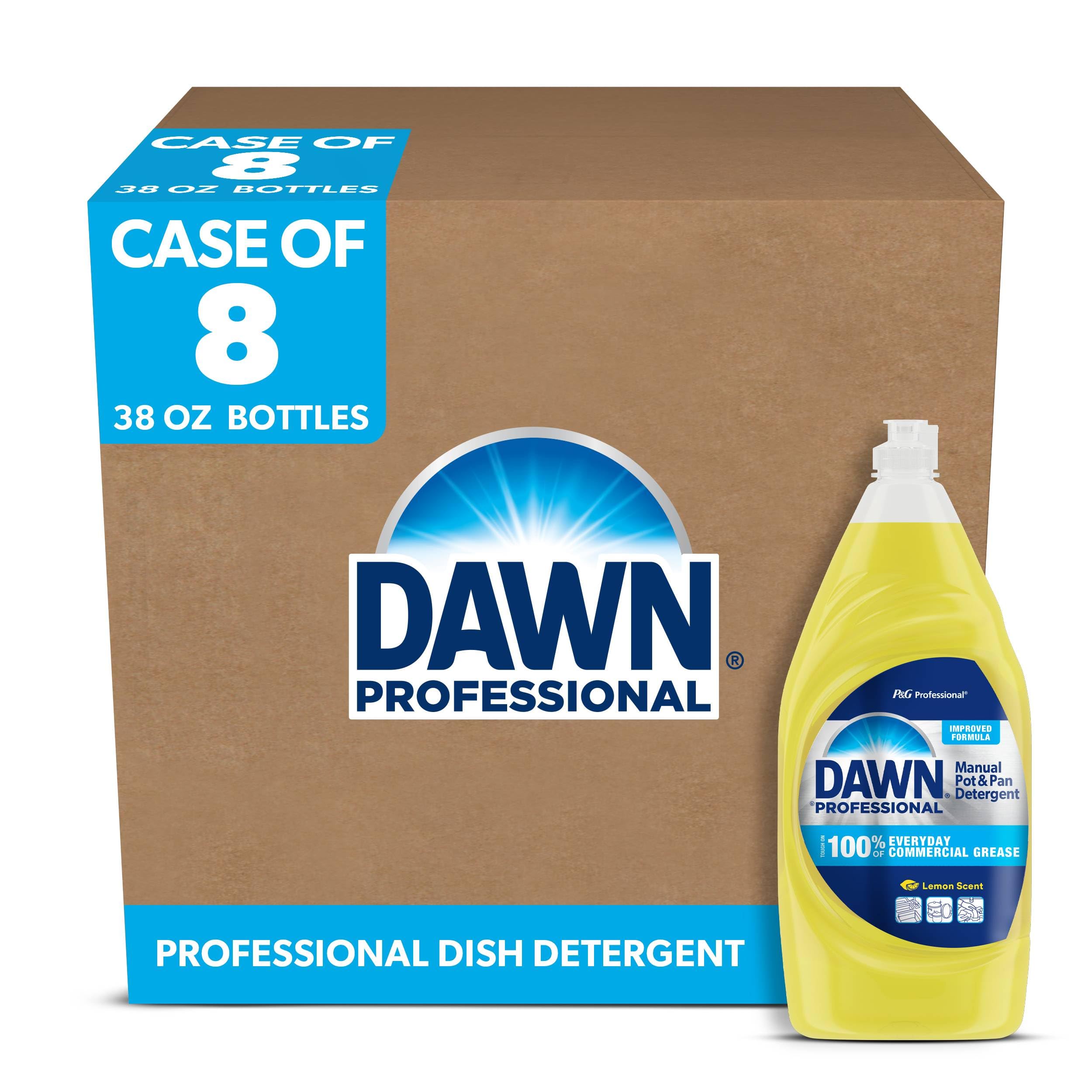 Dawn Dishwashing Liquid Soap Detergent, Bulk Degreaser Removes Greasy Foods from Pots, Pans and Dishes in Commercial Restaurant Kitchens, Lemon Scent, 38 oz. (Case of 8) (Packaging May Vary)