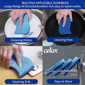 CELOX 12 Pack Non-Scratch Dish Sponge, Dual Sided Kitchen Sponges for Dishes, Long Lasting Dishwashing Household Cleaning Sponges for Kitchen, Easy to Dry and Reusable