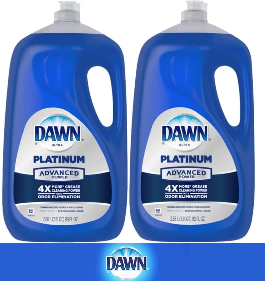 Dawn Ultra Platinum Advanced Power Dishwashing Liquid, Fresh Scent, 90 Ounce(2 PK)