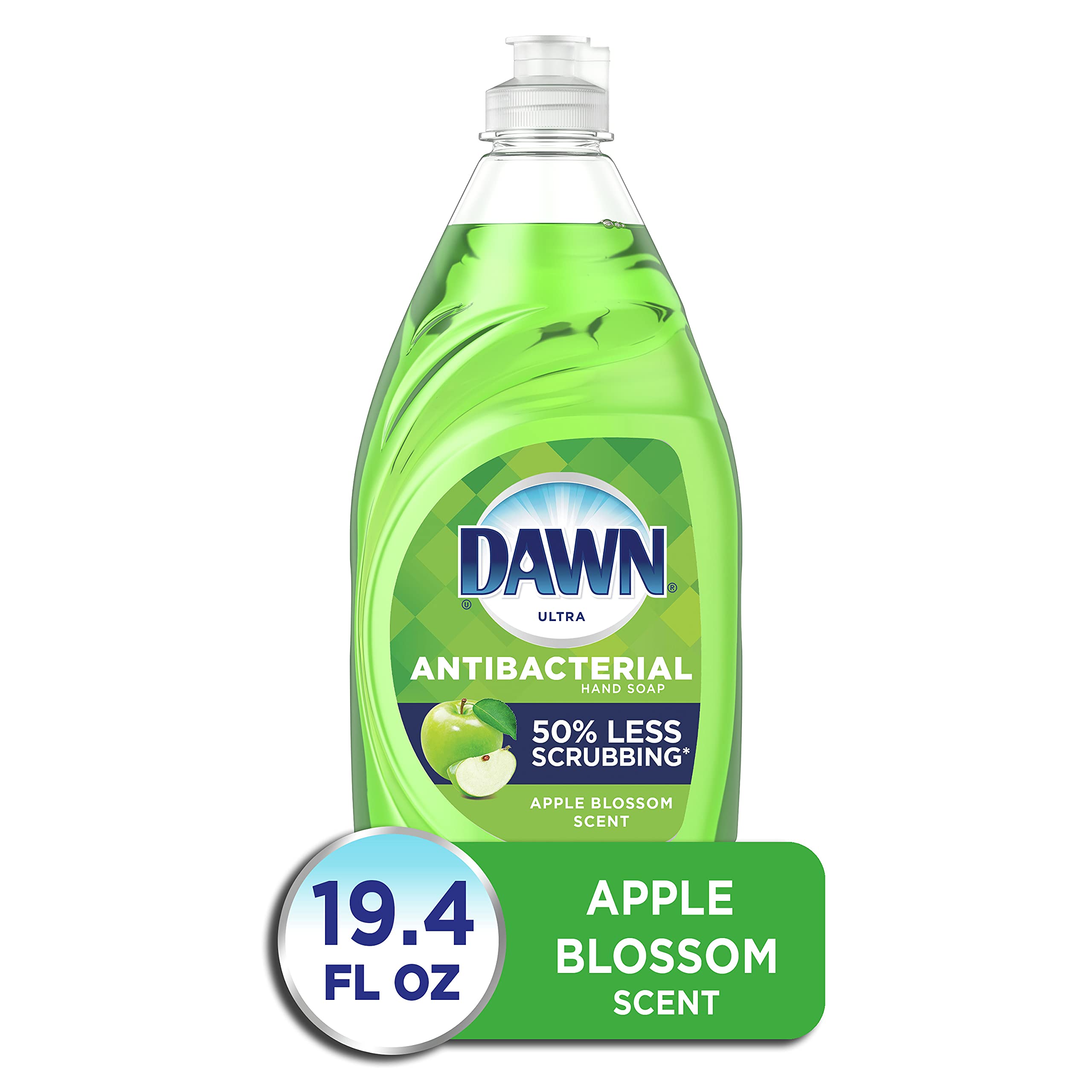 Dawn Ultra Antibacterial Hand Soap, Dishwashing Liquid Dish Soap, Apple Blossom Scent, 19.4 fl oz