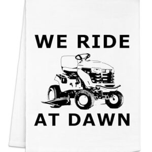 Original Dish Towel, We Ride At Dawn, Flour Sack Kitchen Towel, Sweet Housewarming Gift, Farmhouse Kitchen Decor, White or Gray (White)