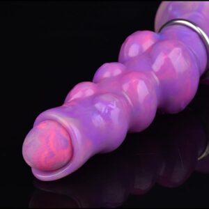 Fantasy Ovipositor Dildo Hollow Tunnel with 5 Eggs Adult Sex Toy for Women, Couples, 6.89'' Knotted Luminous Dildo Anal Sex Toys - Purple Inflatable Pump