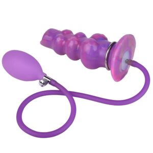 Fantasy Ovipositor Dildo Hollow Tunnel with 5 Eggs Adult Sex Toy for Women, Couples, 6.89'' Knotted Luminous Dildo Anal Sex Toys - Purple Inflatable Pump