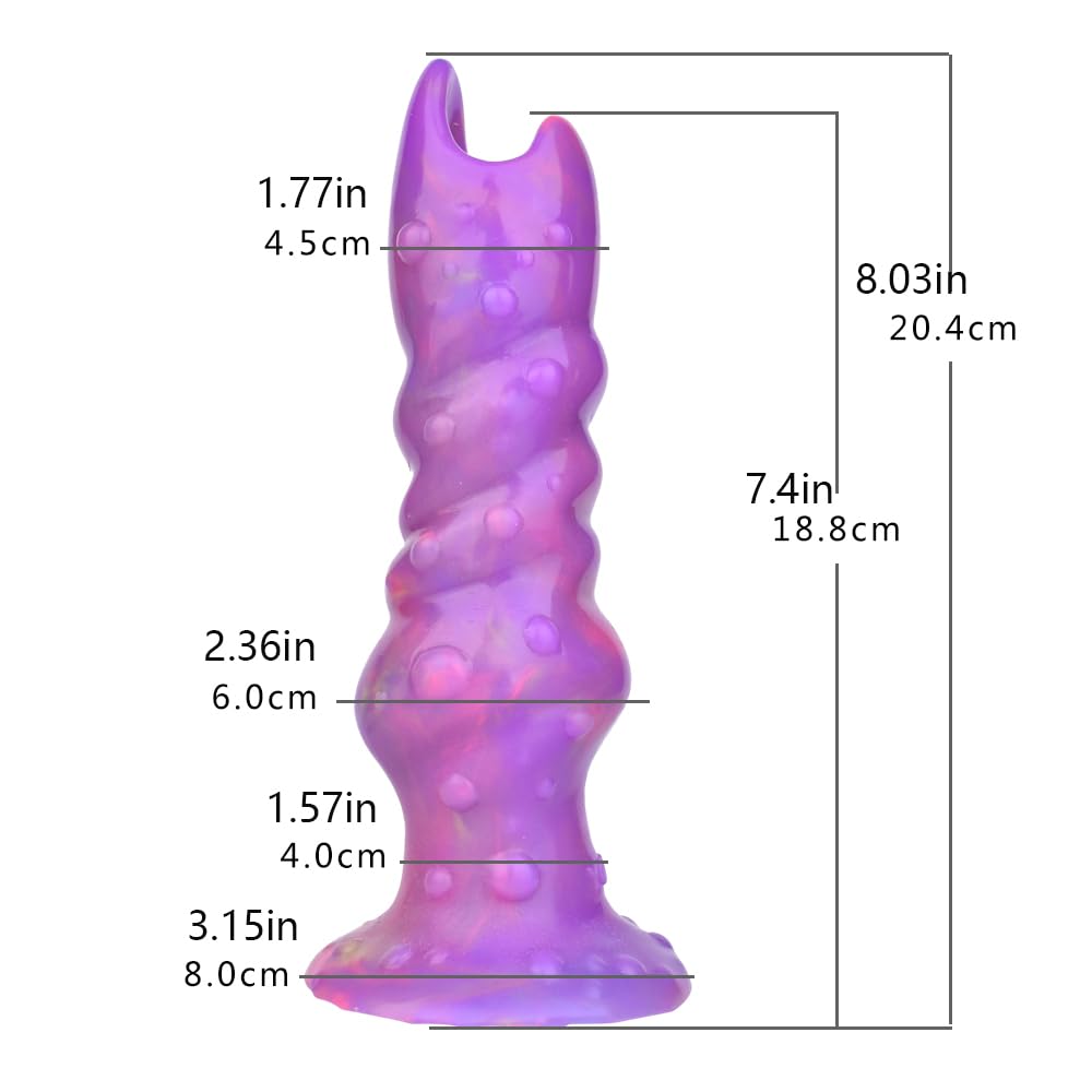 8inch Ovipositor Dildo with 5 Eggs Adult Sex Toy for Women, Couples, Realistic Dog Dildo, Knotted Dildo with Hollow Tunnel with 5 Balls, Luminous Dildo Glow in The Dark - Small Luminous Egg