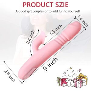 Thrusting Rabbit Vibrator for Women, G Spot Dildo Vibrator 3 Thrusting Rotating and 7 Clitoris Stimulator Vibrator 3 in 1 Rechargeable Heating Anal Dildo Adult Sensory Sex Toys Pink US3