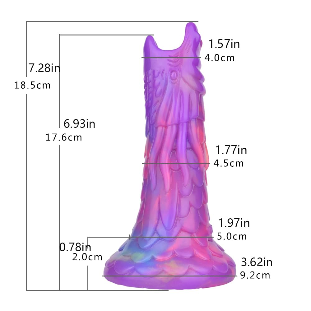 7.28'' Dragon Ovipositor Dildo with 5 Eggs, Adult Sex Toy for Women, Couples, Silicone Dildo with Hollow Tunnel with 5 Balls, Luminous Dildo Glow in The Dark - Small Luminous Egg