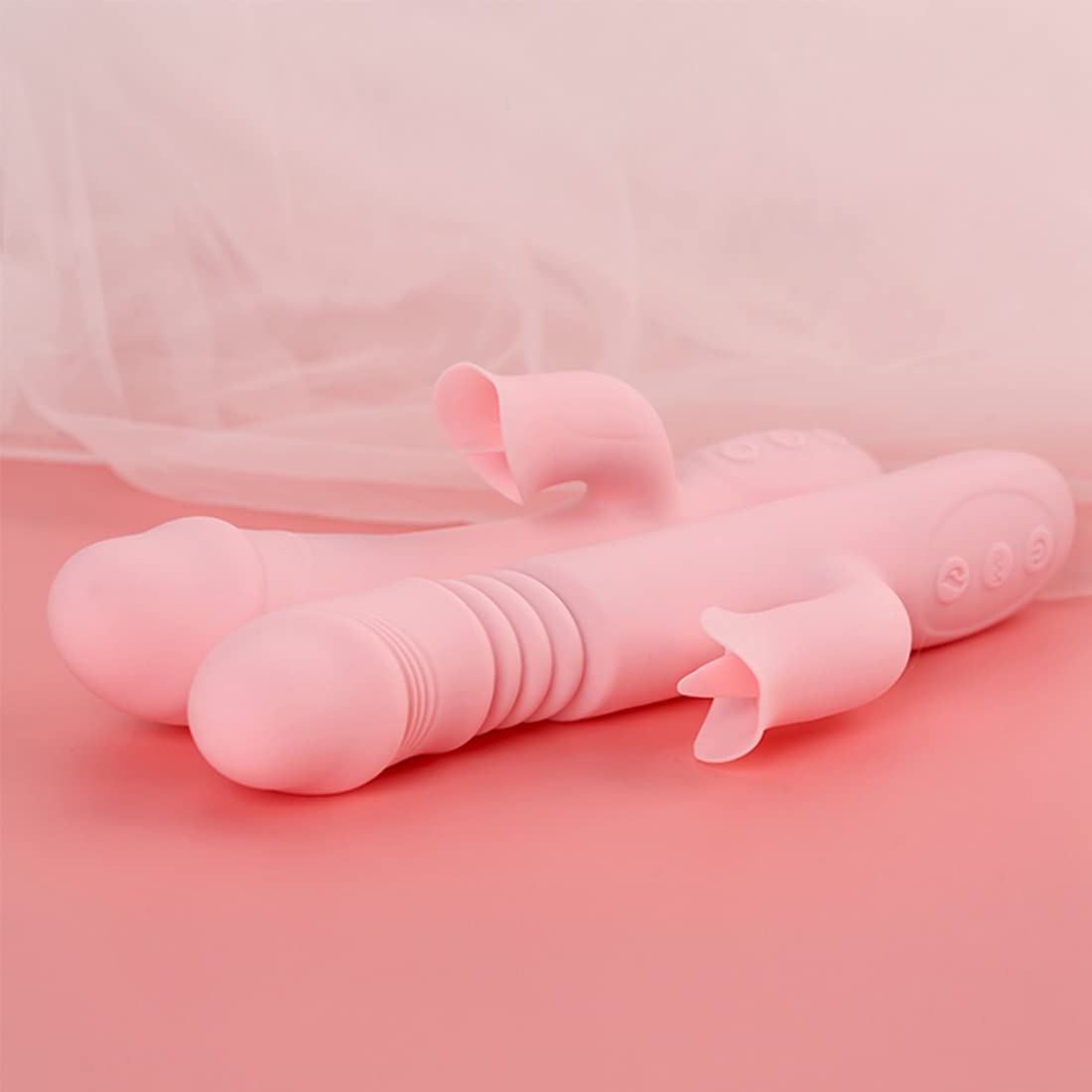 Thrusting Rabbit Vibrator for Women, G Spot Dildo Vibrator 3 Thrusting Rotating and 7 Clitoris Stimulator Vibrator 3 in 1 Rechargeable Heating Anal Dildo Adult Sensory Sex Toys (Pink)